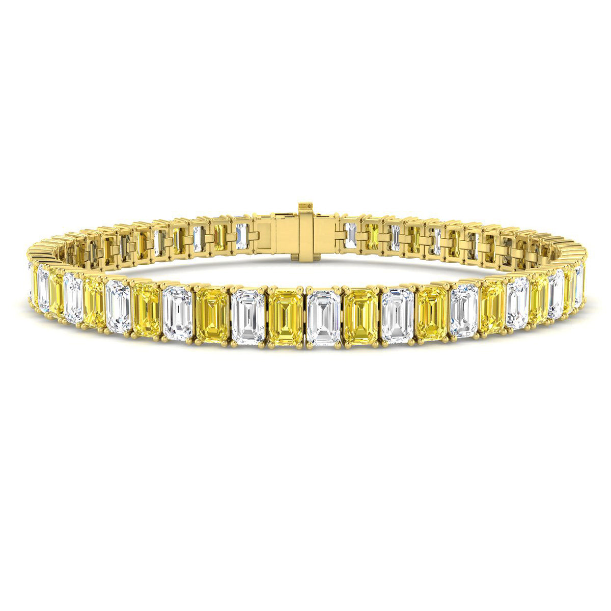 17.4 Carat Lab Grown Emerald Diamond Tennis Bracelet 9k Yellow Gold Ready To Ship