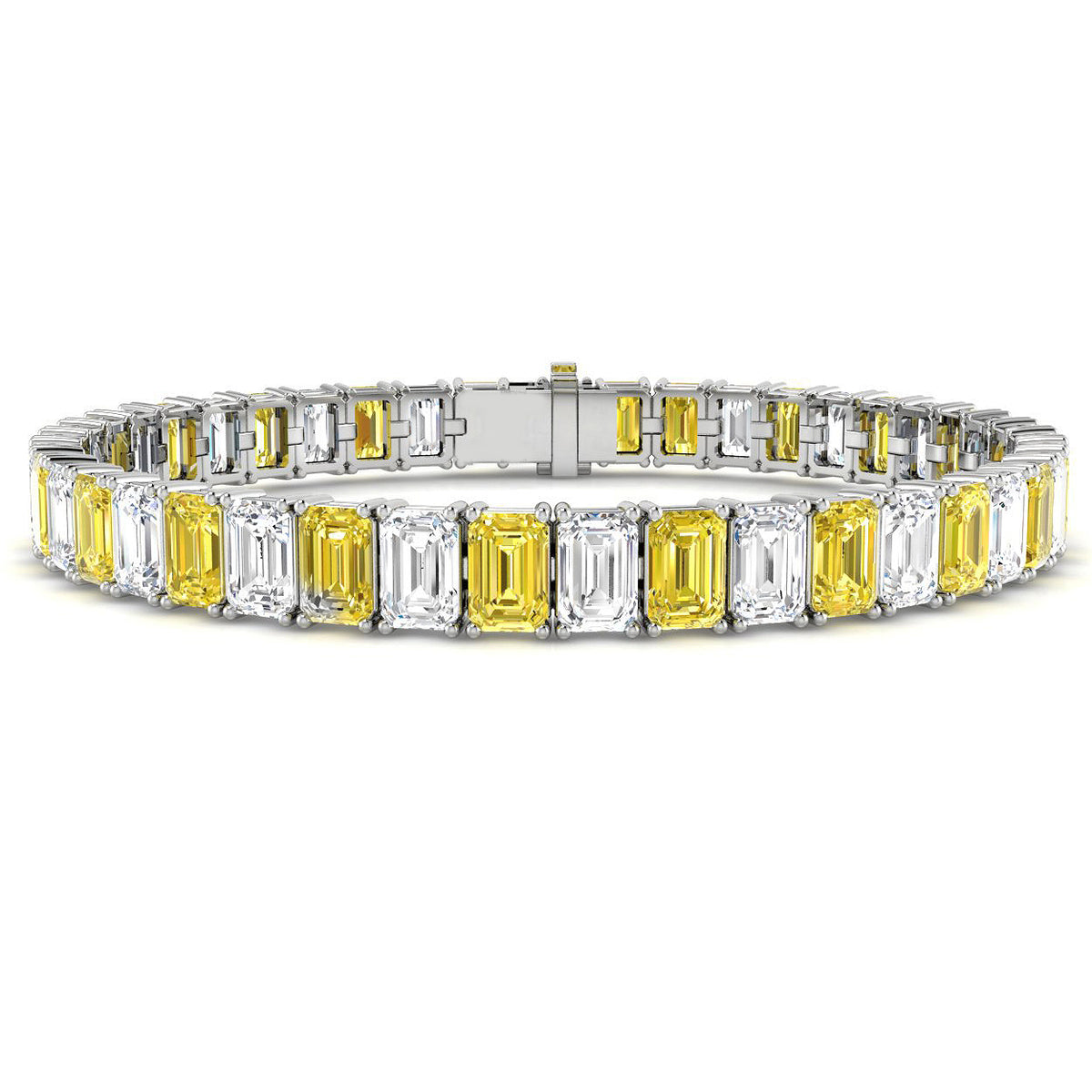 28.2 Carat Lab Grown Emerald Diamond Tennis Bracelet 9k White Gold Ready To Ship