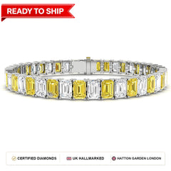 28.2 Carat Lab Grown Emerald Diamond Tennis Bracelet 9k White Gold Ready To Ship