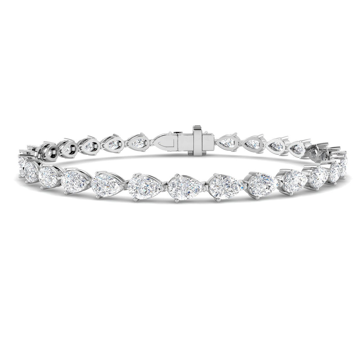 7.6 Carat Lab Grown Pear Diamond Tennis Bracelet 9k White Gold Ready To Ship