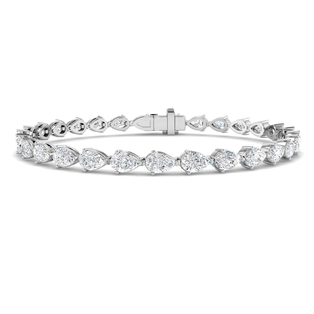 7.6 Carat Lab Grown Pear Diamond Tennis Bracelet 9k White Gold Ready To Ship