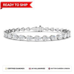7.6 Carat Lab Grown Pear Diamond Tennis Bracelet 9k White Gold Ready To Ship