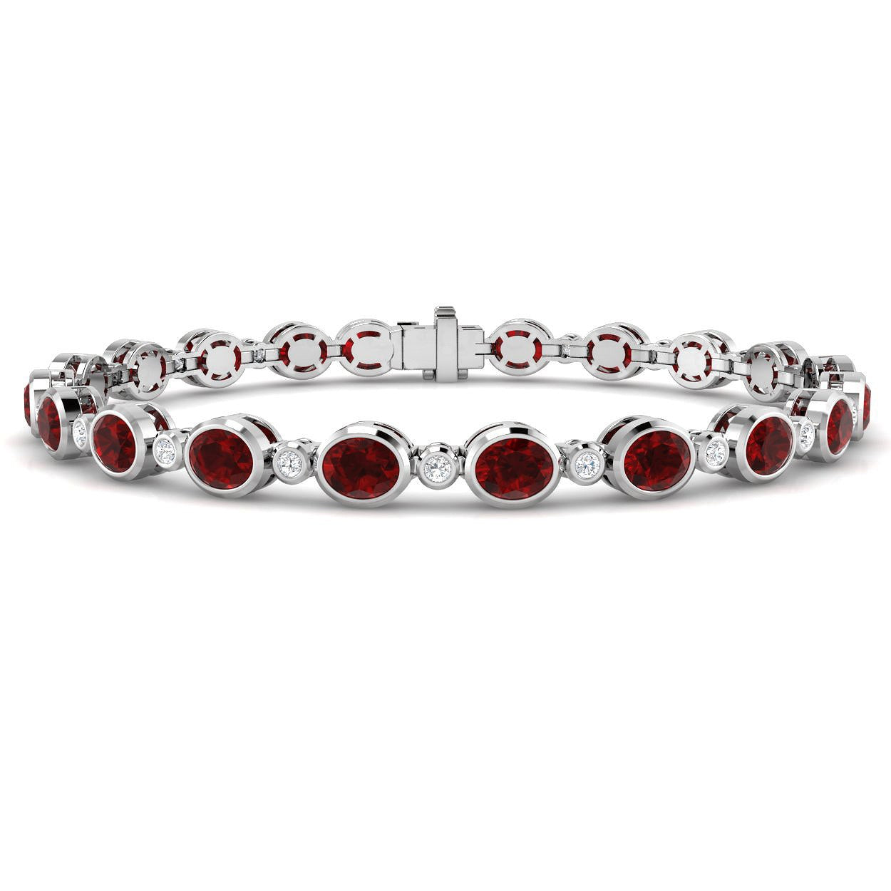 8.70Ct Oval Ruby & Diamond Designer Bracelet 9k White Gold Ready To Ship