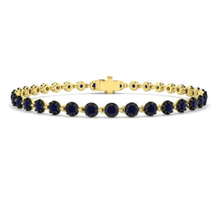 3.00Carat Round Blue Sapphire & Diamond Designer Bracelet 9k Yellow Gold Ready To Ship
