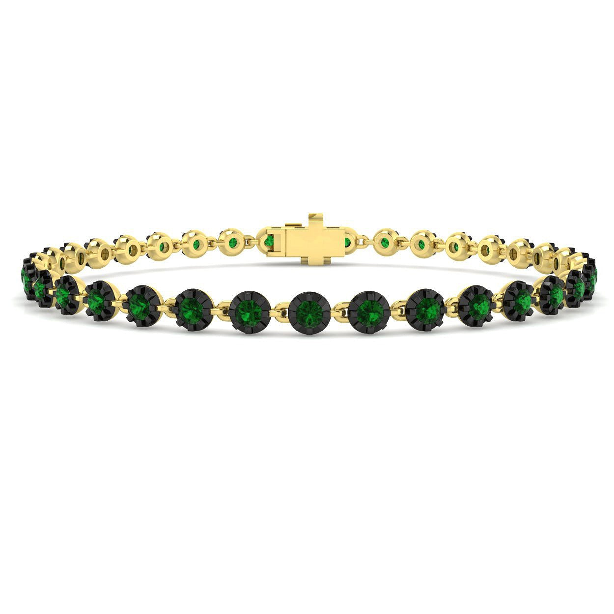1.90Carat Round Emerald & Diamond Designer Bracelet 9k Yellow Gold Ready To Ship