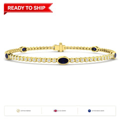2.20Ct Oval Blue Sapphire & Diamond Designer Bracelet 9k Yellow Gold