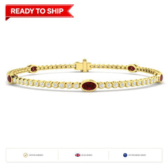 2.20Ct Oval Ruby & Diamond Designer Bracelet 9k Yellow Gold