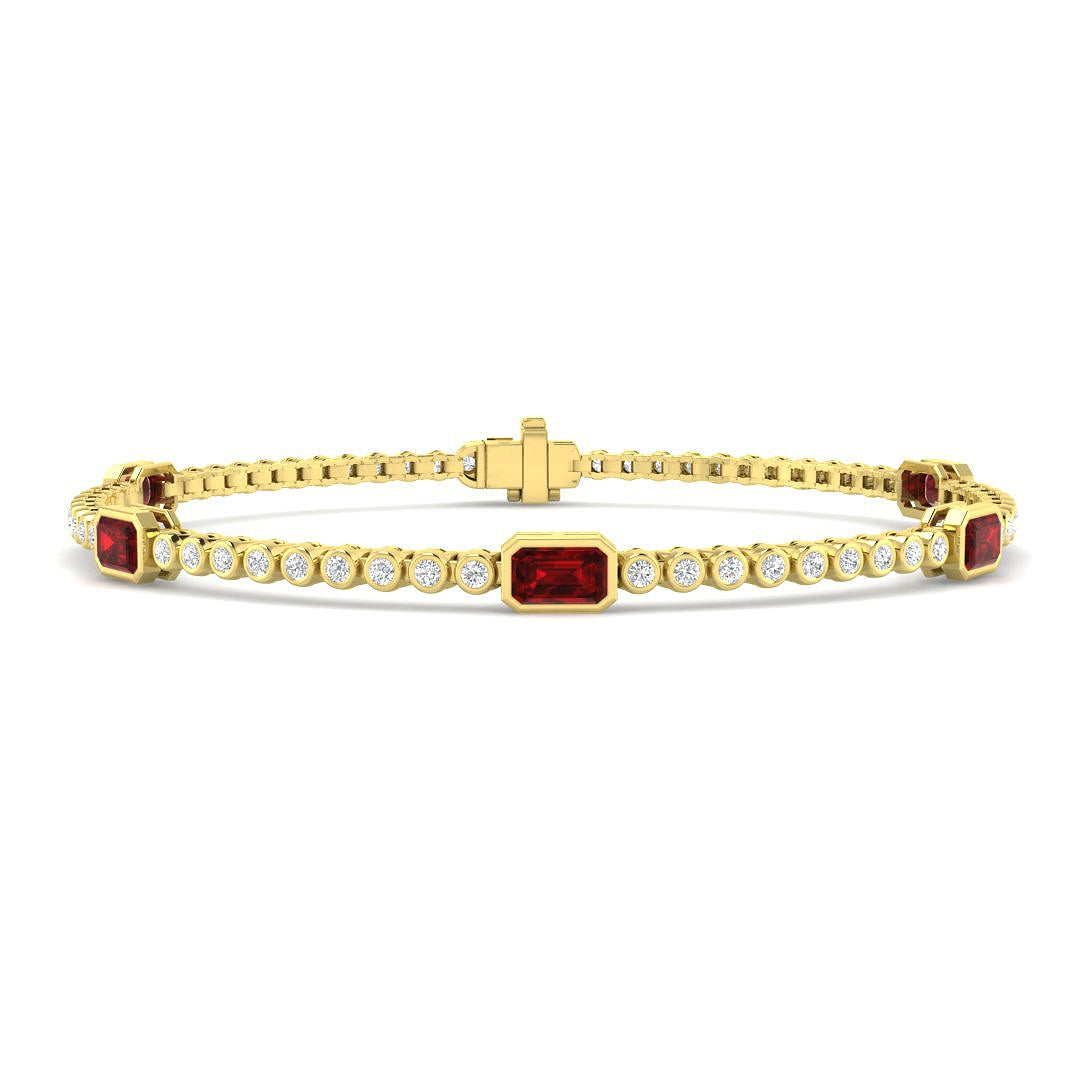 2.30Ct Emerald Ruby & Diamond Designer Bracelet 9k Yellow Gold Ready To Ship