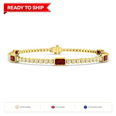 2.30Ct Emerald Ruby & Diamond Designer Bracelet 9k Yellow Gold