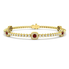1.90Ct Round Ruby & Diamond Designer Bracelet 9k Yellow Gold Ready To Ship