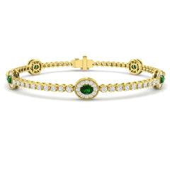 2.00Ct Oval Emerald & Diamond Designer Bracelet 9k Yellow Gold Ready To Ship