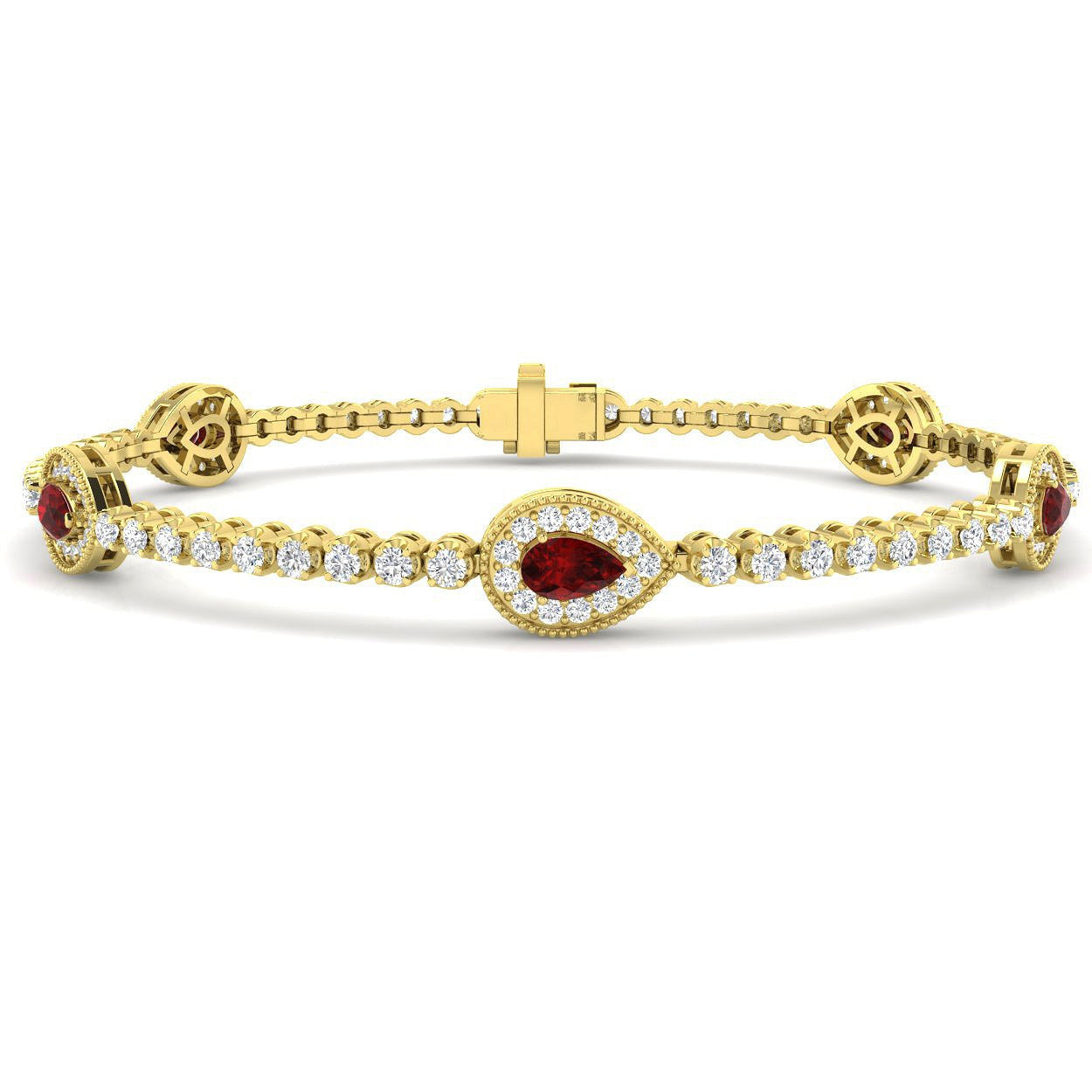 2.40Carat Natural Ruby & Diamond Tennis Bracelets 9k Yellow Gold Ready To Ship
