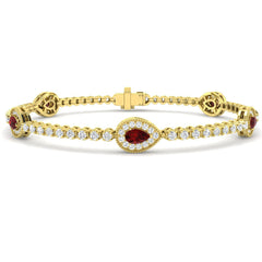 2.40Carat Natural Ruby & Diamond Tennis Bracelets 9k Yellow Gold Ready To Ship