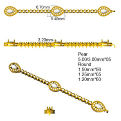 2.60Ct Pear Blue Sapphire & Diamond Designer Bracelet 9k Yellow Gold Ready To Ship