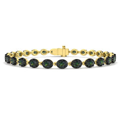 5.90Carat Oval Teal Sapphire & Diamond Designer Bracelet 9k Yellow Gold Ready To Ship