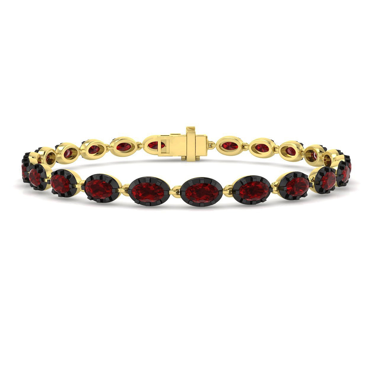 7.30Carat Oval Ruby & Diamond Designer Bracelet 9k Yellow Gold Ready To Ship