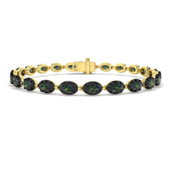 7.80Carat Oval Teal Sapphire & Diamond Designer Bracelet 9k Yellow Gold Ready To Ship