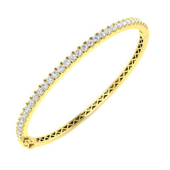 2.1 Carat D-E/VS Lab Grown Round Diamond Eternity Bangle 9k Yellow Gold Ready To Ship