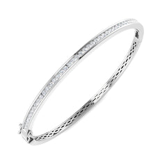 1 Carat D-E/VS Lab Grown Round Diamond Channel Set Bangle 9k White Gold Ready To Ship