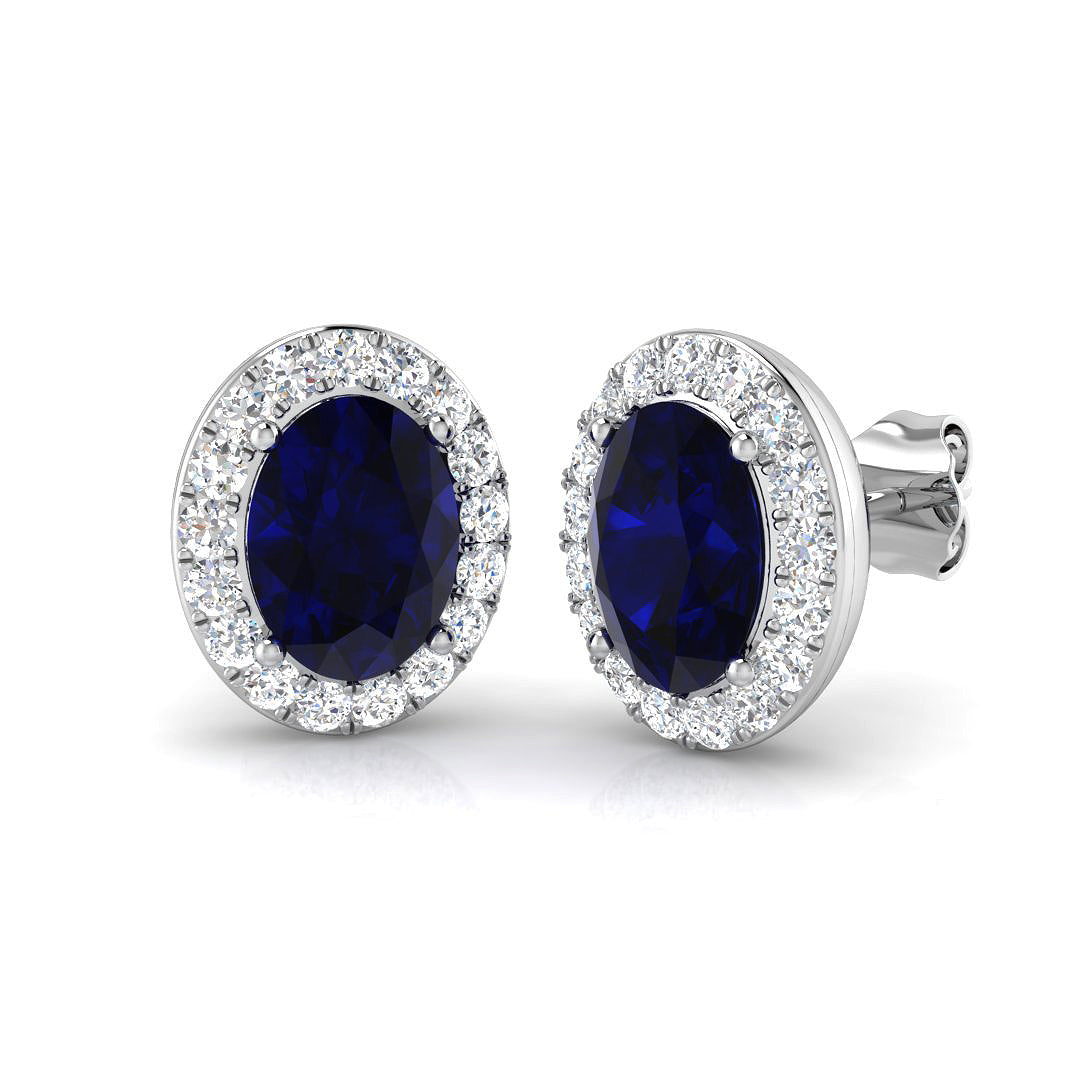 Epsry 2.5-3ct Gold Blue Sapphire Luxury Diamond Earrings