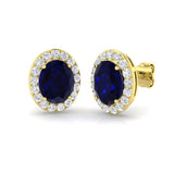 Epsry 2.5-3ct Gold Blue Sapphire Luxury Diamond Earrings