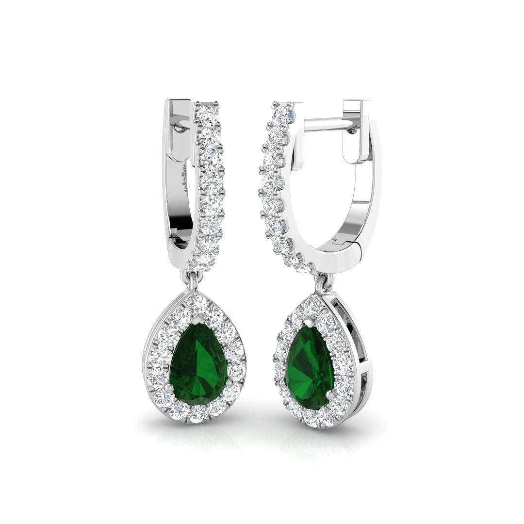 Hoop Earrings - Trixie Luxury 1ct Emerald Diamond Gold
