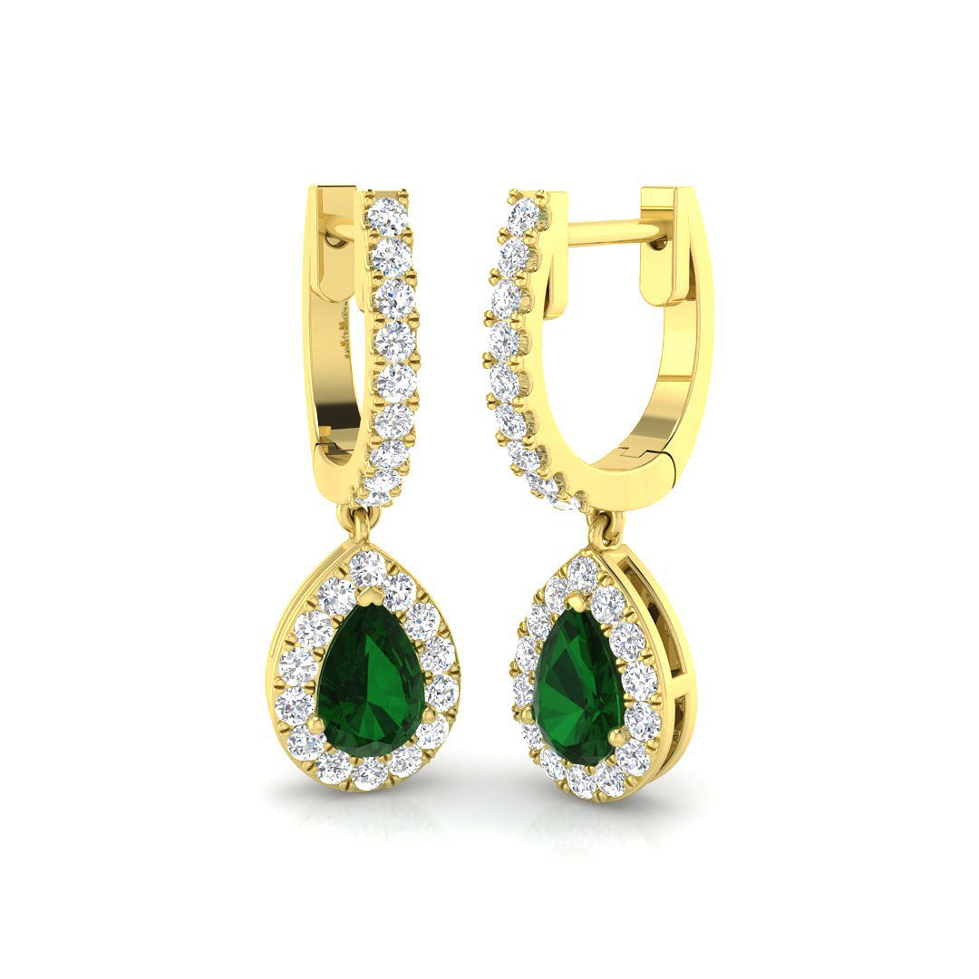 Hoop Earrings - Trixie Luxury 1ct Emerald Diamond Gold