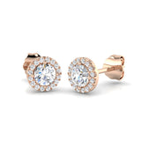 Halo Stud Earrings - 0.50 Carat Slinky Round Micro Pave