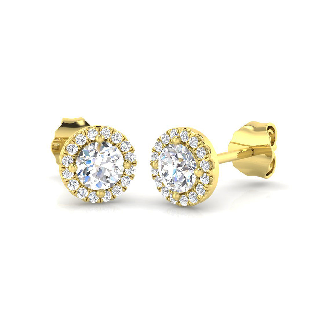 Halo Stud Earrings - 0.50 Carat Slinky Round Micro Pave