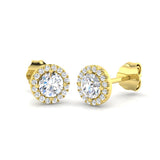 Halo Stud Earrings - 0.50 Carat Slinky Round Micro Pave