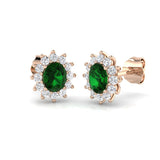 Halo Stud Earrings - 1.00 Carat Tulvy Diana Emerald