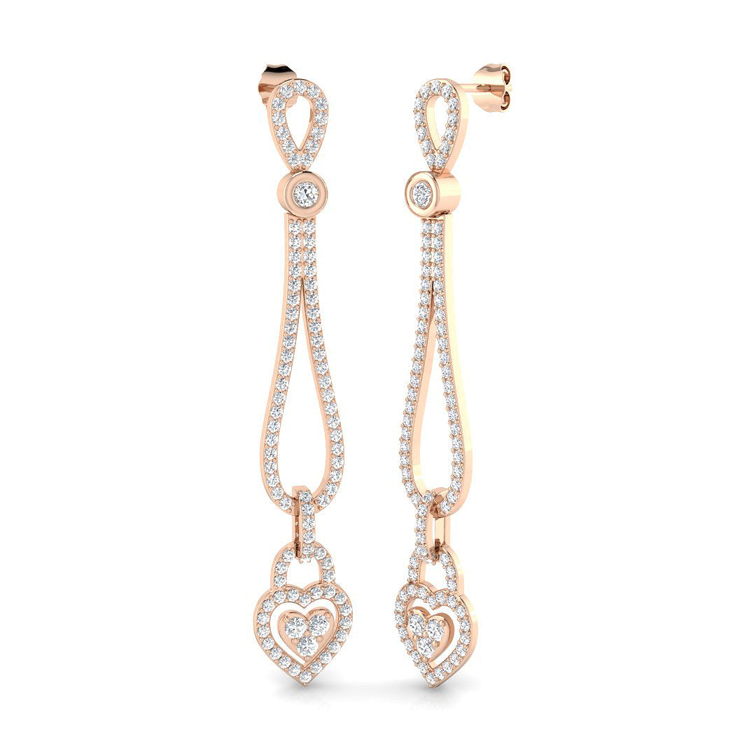 Dew Luxury 2ct Gold Drop & Trilogy Diamond Earrings for Elegance