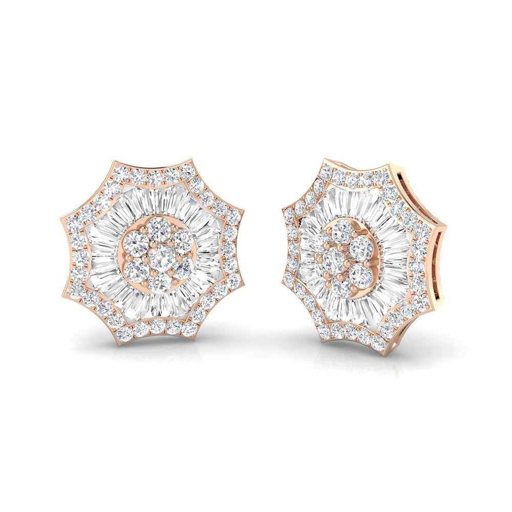Stud Earrings with Star Sunburst Diamond Cluster | 1.5ct