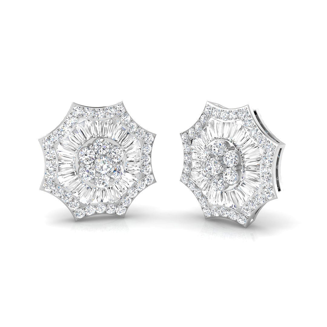Stud Earrings with Star Sunburst Diamond Cluster | 1.5ct