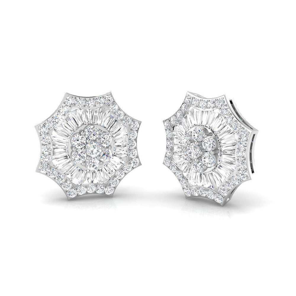 Stud Earrings with Star Sunburst Diamond Cluster | 1.5ct