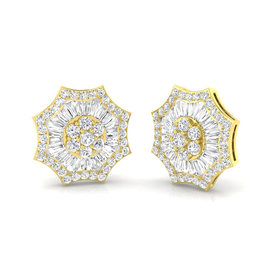 Stud Earrings with Star Sunburst Diamond Cluster | 1.5ct