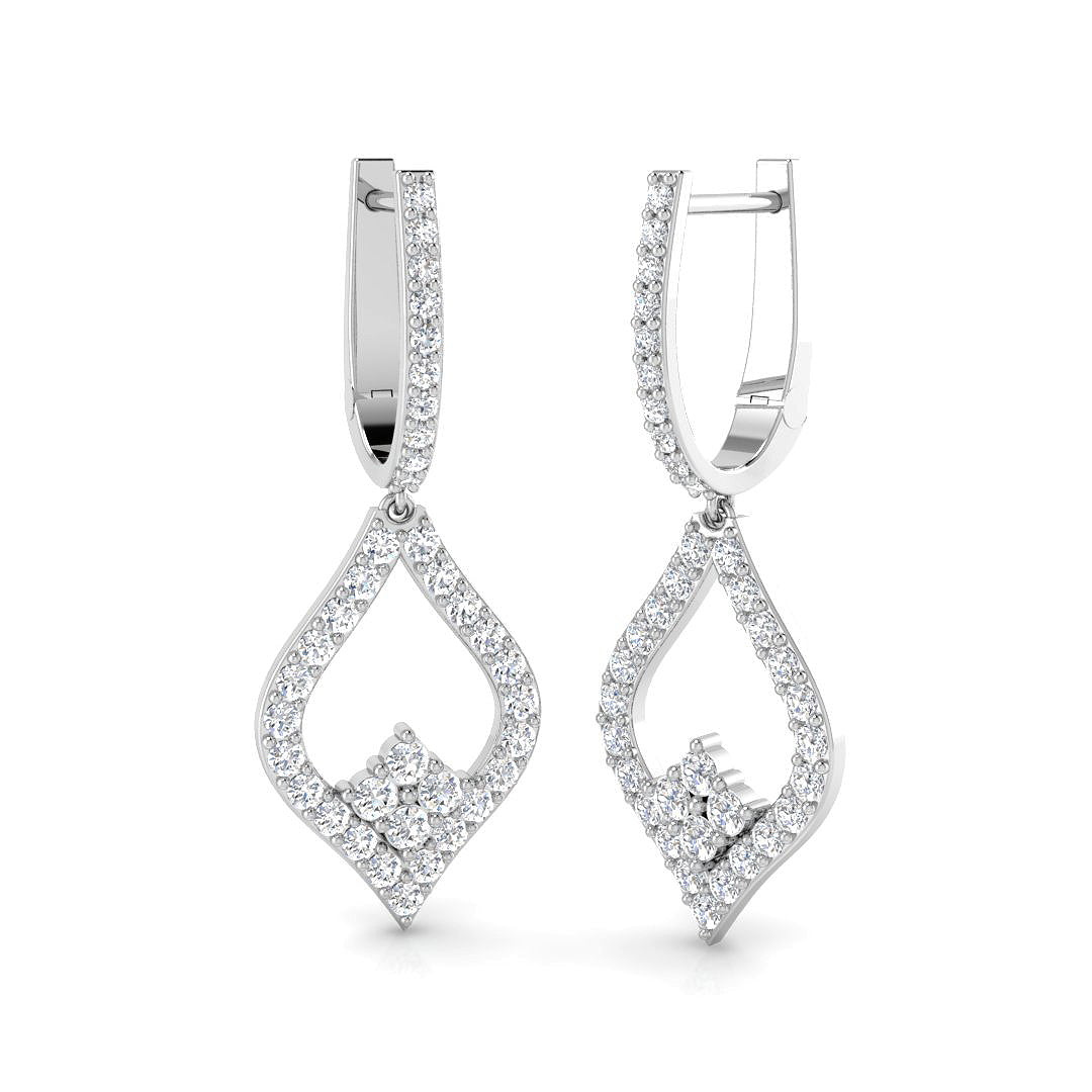1.1 Carat D-E/VS Lab Grown Diamond Drop & Trilogy Earring 9k White Gold Ready To Ship