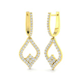 Deeyy Luxury Gold Diamond Drop & Trilogy Earrings, 1ct Elegant Design