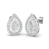 Stud Earrings with Pear Diamond Halo Cluster | 1.25ct Gold