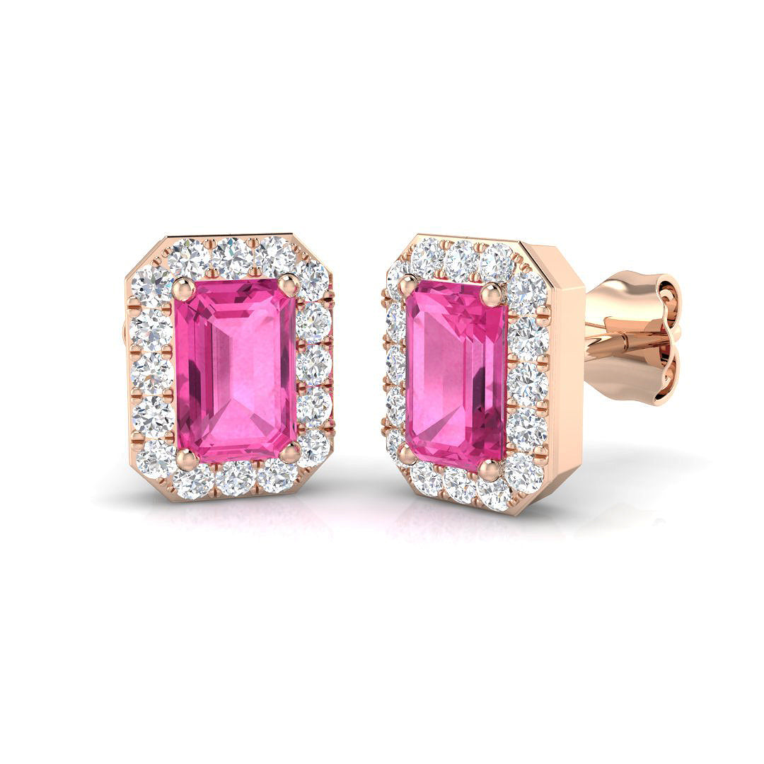 Ollie Luxury Gold Diamond and Pink Sapphire Earrings 1.25ct - 3ct