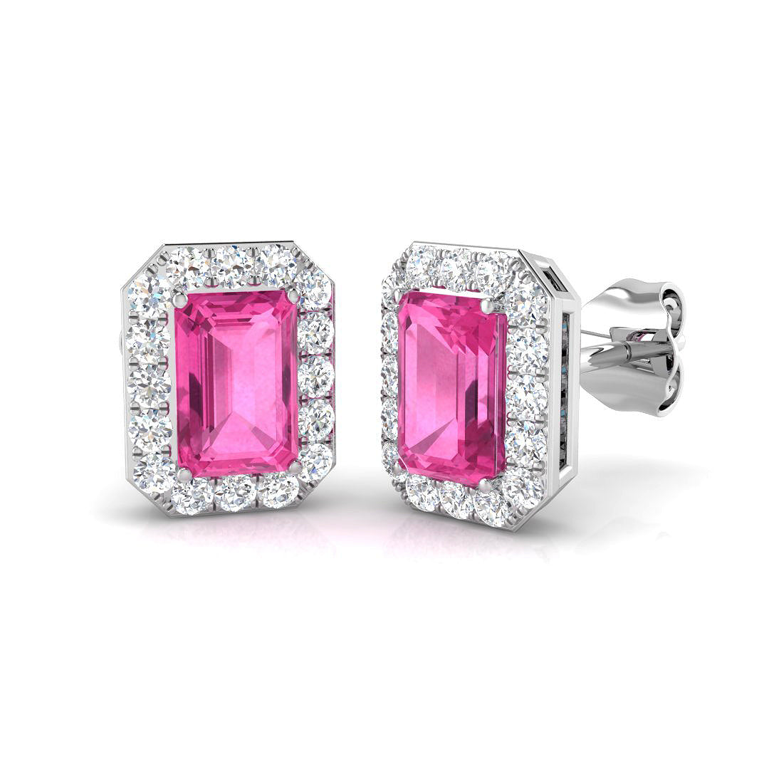 "Nelly Gold Earrings with 1.5ct Pink Sapphire Diamonds - Luxury Elegance"