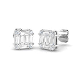 Diamond Stud Earrings with Octagon Halo Cluster | 1ct Gold