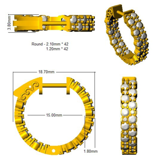 1,50 ct natürliche und im Labor gezüchtete runde Diamant-Creolen | 9K/18K Gold, Platin