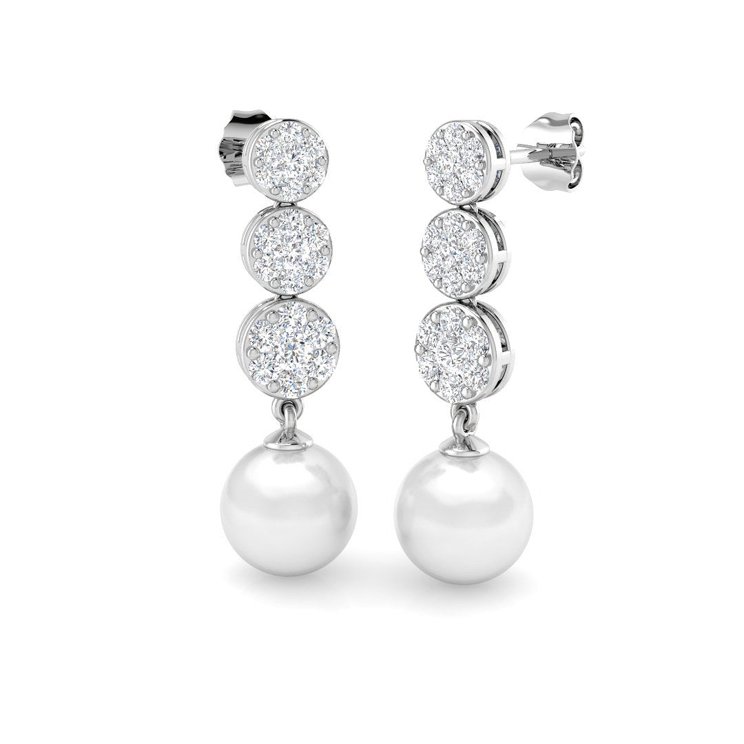 Elegant 11ct Gold Pearl Diamond Earrings - Craig Luxury Collection