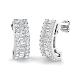 Diamond J Hoop Earrings with Baguette Diamonds | 1.25ct