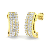 Diamond J Hoop Earrings with Baguette Diamonds | 1.25ct