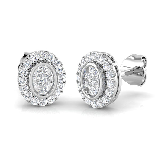Round Halo Cluster Diamond Stud Earrings | 0.33Ct | Lab & Natural | Gold & Platinum