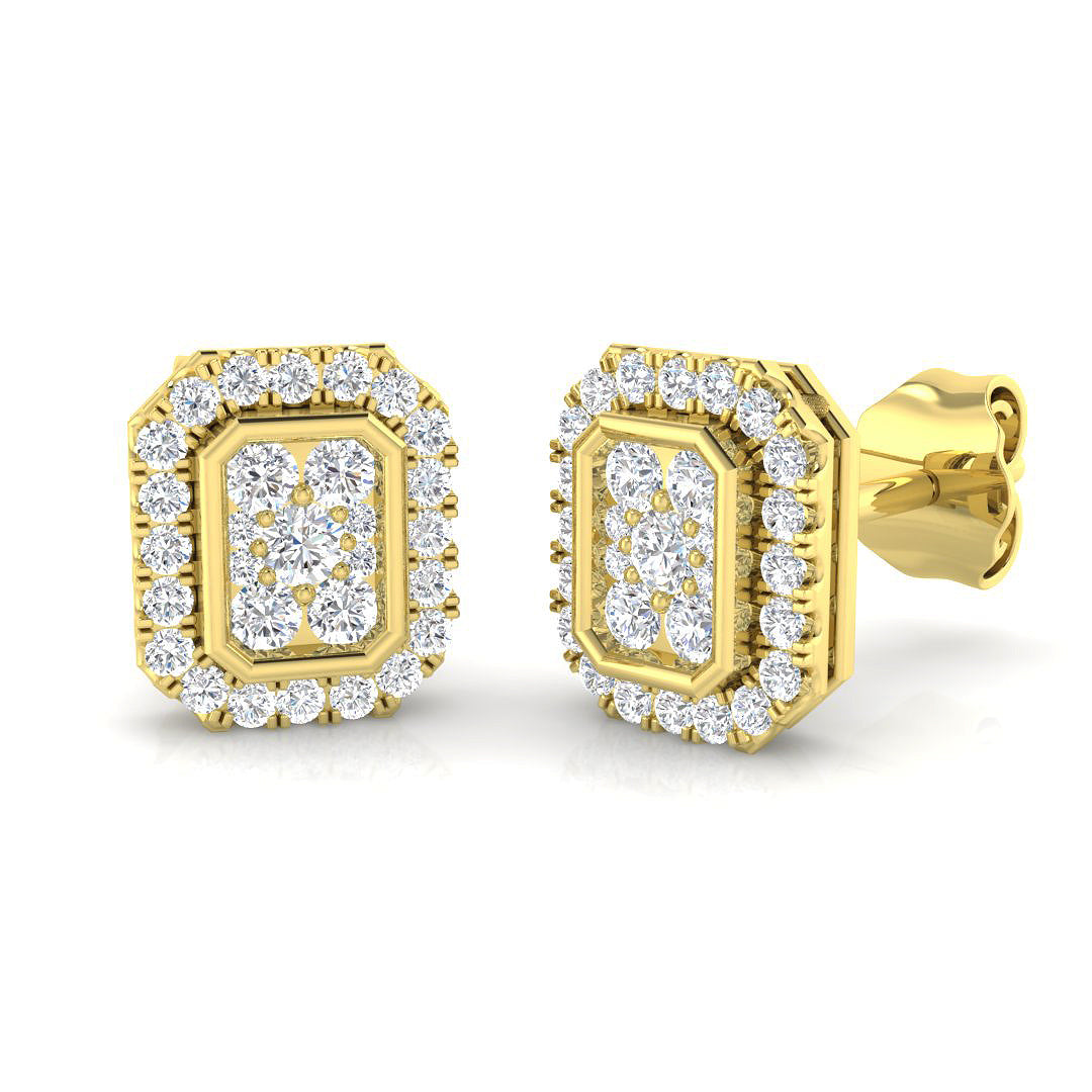 Dawn Gold Cluster Diamond Earrings - Elegant 0.33ct Luxury Jewels