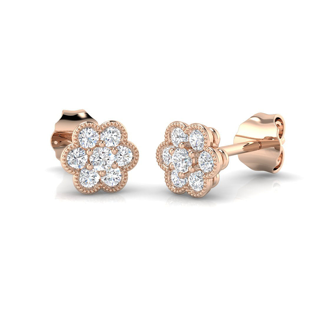 Round Diamnd Vintage Earrings Crafted in Gold 0.25ct - Elegant Luxury Jewelry