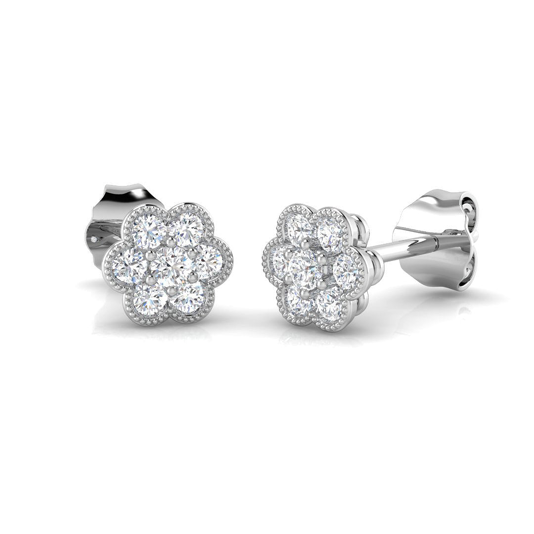 Round Diamnd Vintage Earrings Crafted in Gold 0.25ct - Elegant Luxury Jewelry